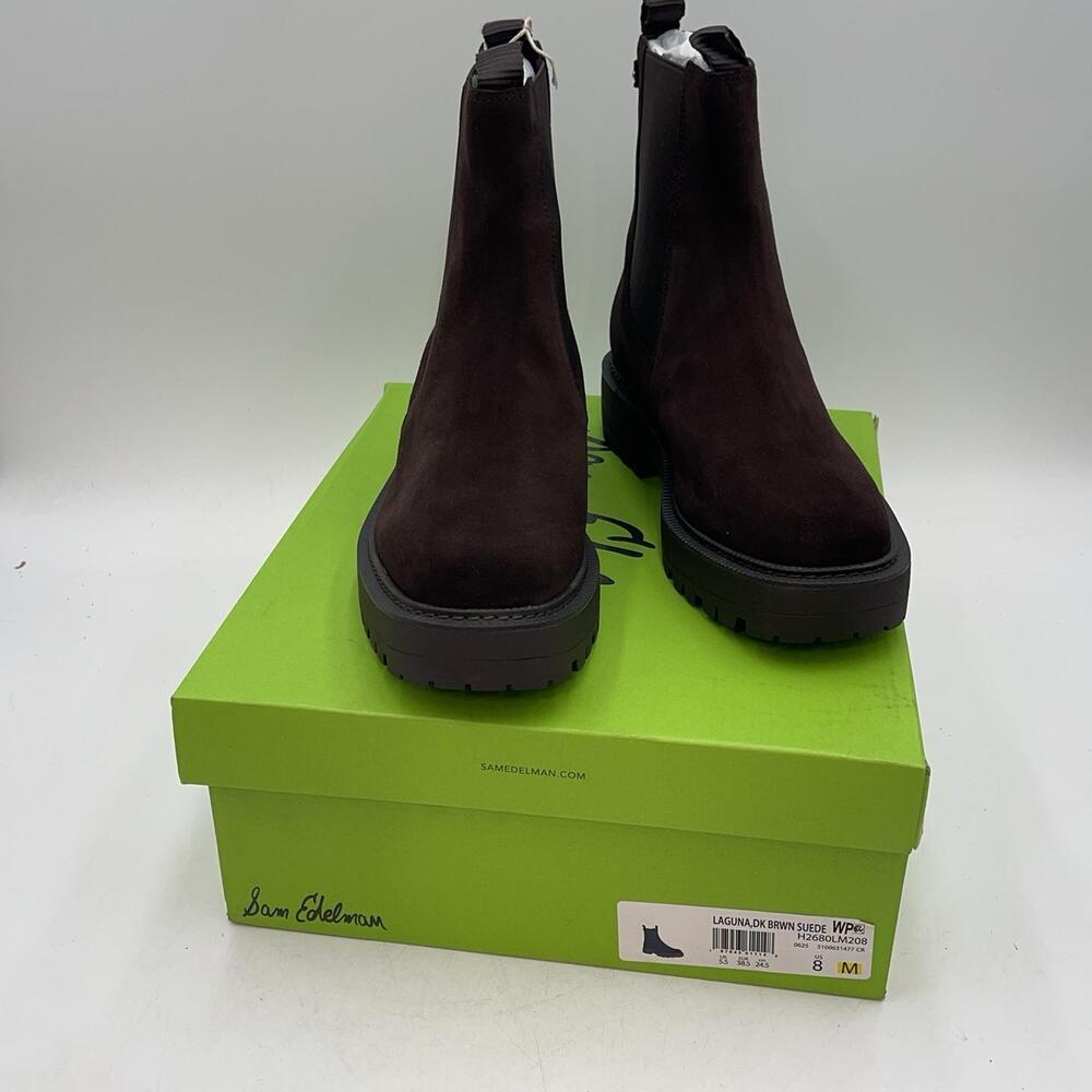 Sam Edelman Laguna Boots Womens Brown Suede Waterproof Chelsea Ankle New Sz 8M